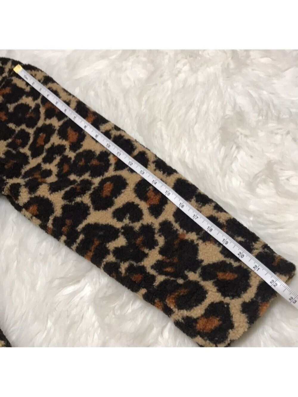 Daily Ritual Women’s Brown & Black Leopard Teddy Bear Lapel Coat Size Small - Picture 6 of 13